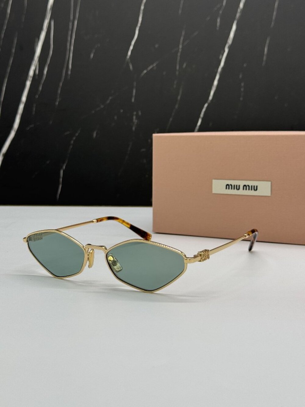 NEW MIU MIU MU56ZS 5AK04M GREEN GOLD SUNGLASSES MIU MIU MU 56ZS 5AK04M